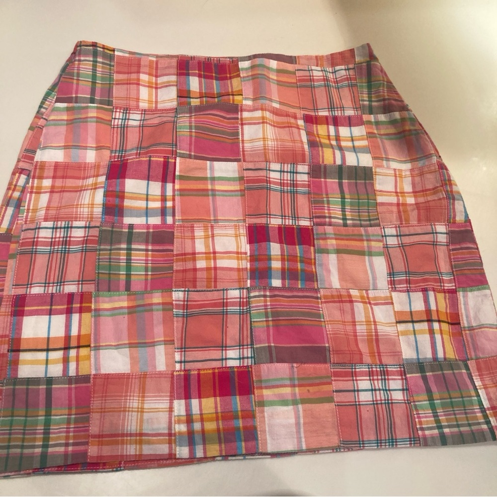 Talbots Sz 6 madras plaid skirt. Cotton Pink Green Yellow Classic Preppy